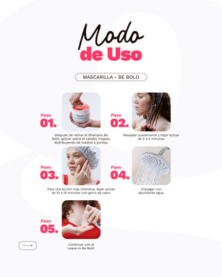 Mascarilla Capilar Reparadora para cabellos dañados y maltratados | BE BOLD | 240ml