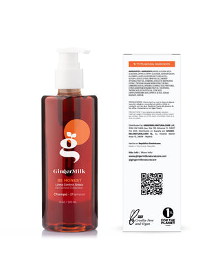 Shampoo con extracto de jengibre | Para cabello con tendencia grasa | BE HONEST | 240ml