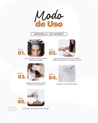 Mascarilla Hidratante | Para Cabellos Rizados, Ondulados y Crespos | BE YOURSELF | 240 ML